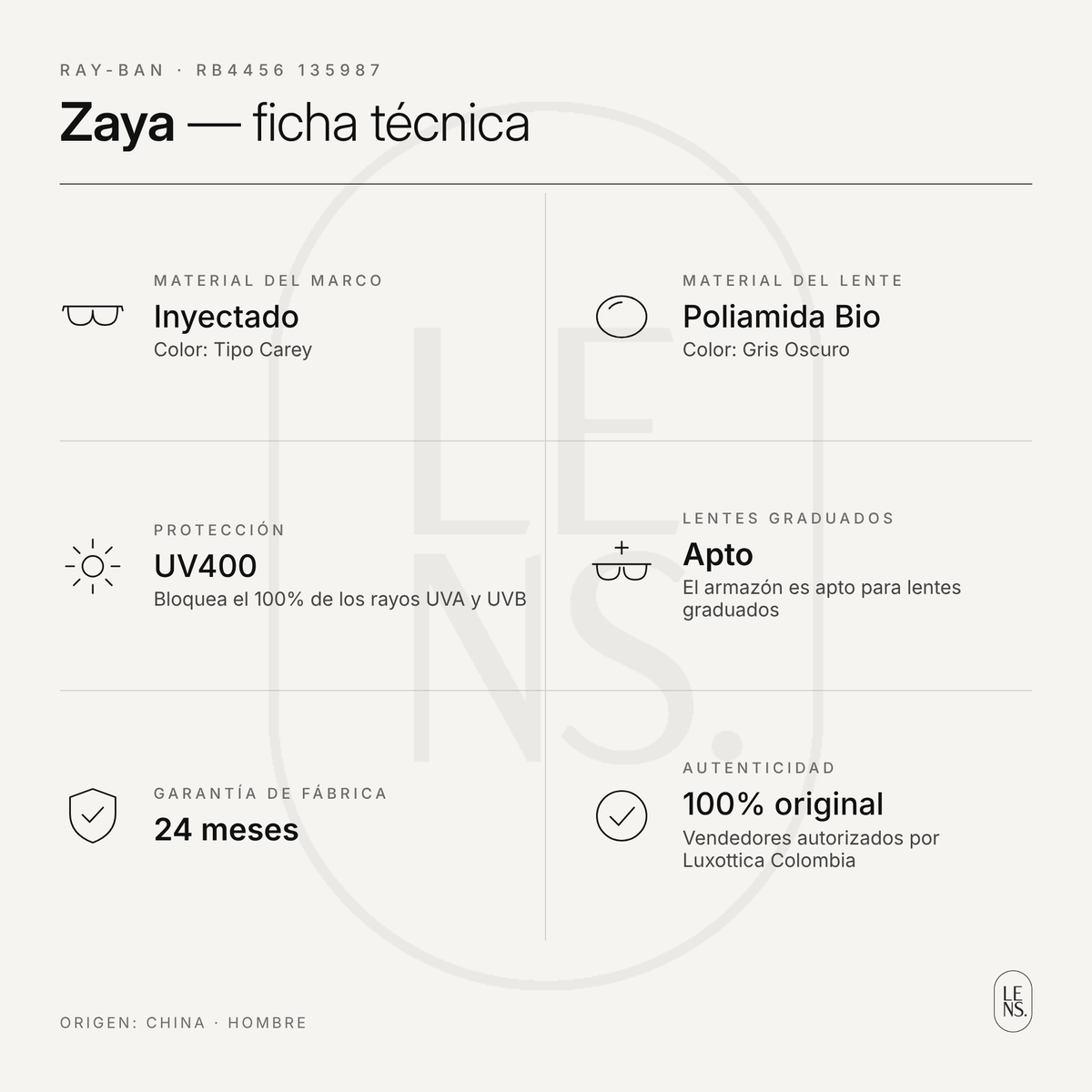 Ray-Ban Zaya RB4456 – Gafas de Sol · Tipo Carey / Gris Oscuro